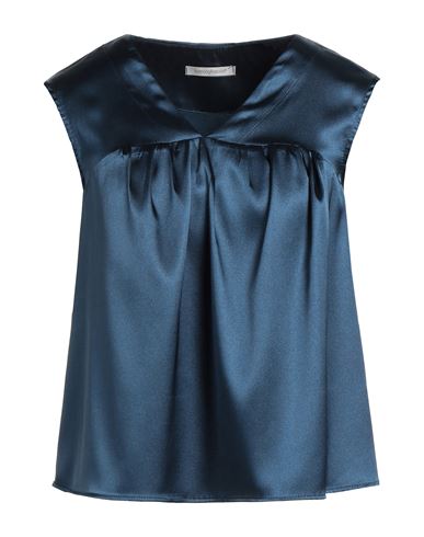 Biancoghiaccio Woman Top Navy Blue Size 8 Polyester, Elastane