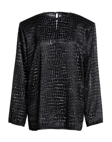 Just Cavalli Woman Top Black Size 4 Polyester, Viscose