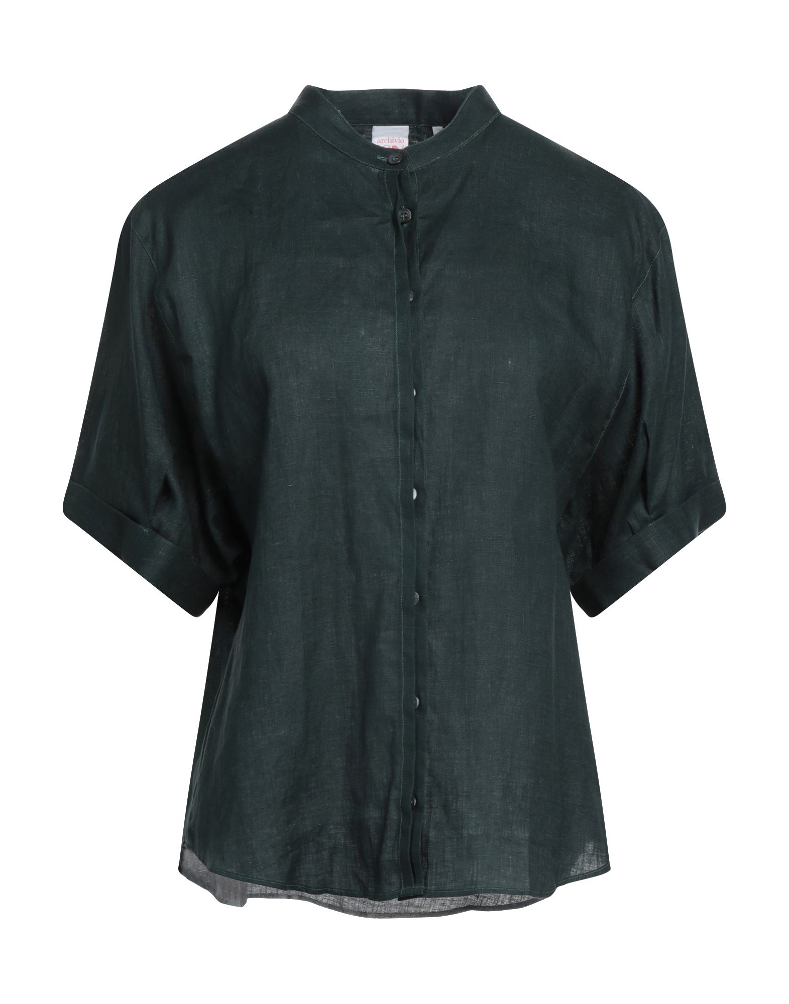 Archivio '67 Woman Shirt Dark Green Size 10 Linen