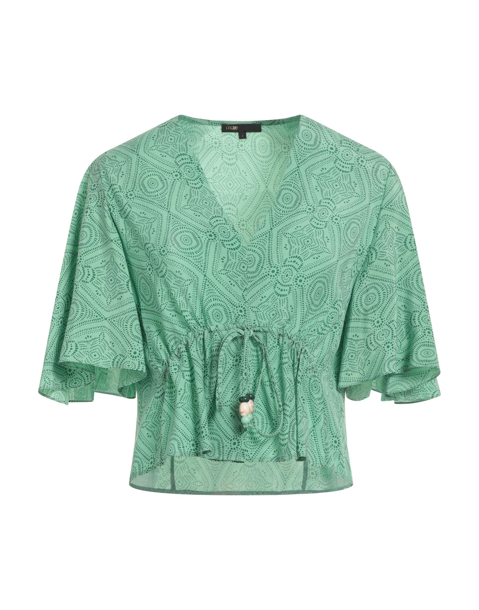 MAJE MAJE WOMAN TOP LIGHT GREEN SIZE 2 CUPRO, VISCOSE 