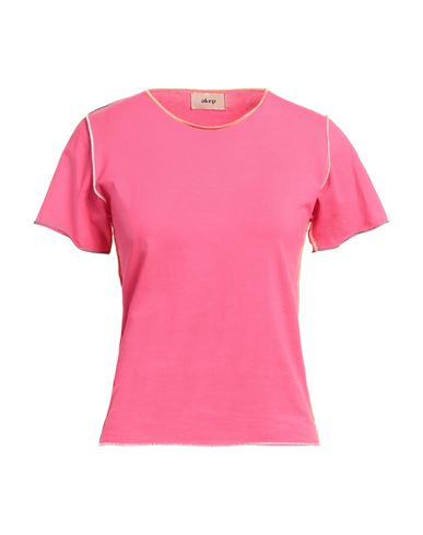 Akep Woman T-shirt Fuchsia Size 10 Cotton, Elastic Fibres In Pink