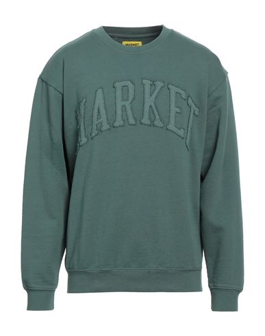 Shop Market Vintage Wash Crewneck Man Sweatshirt Dark Green Size Xl Cotton