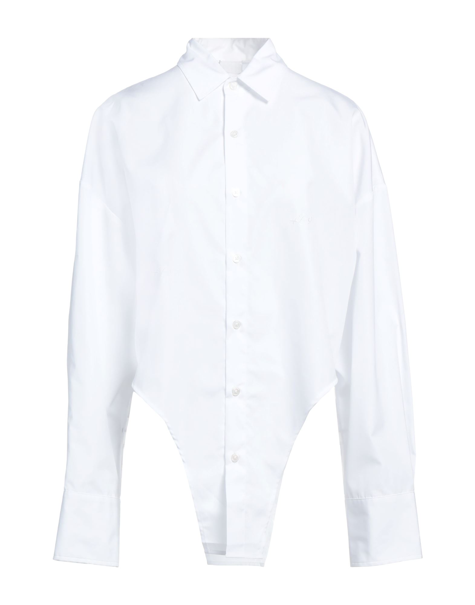 Ac9 Asymmetric Hem Cotton Shirt In White