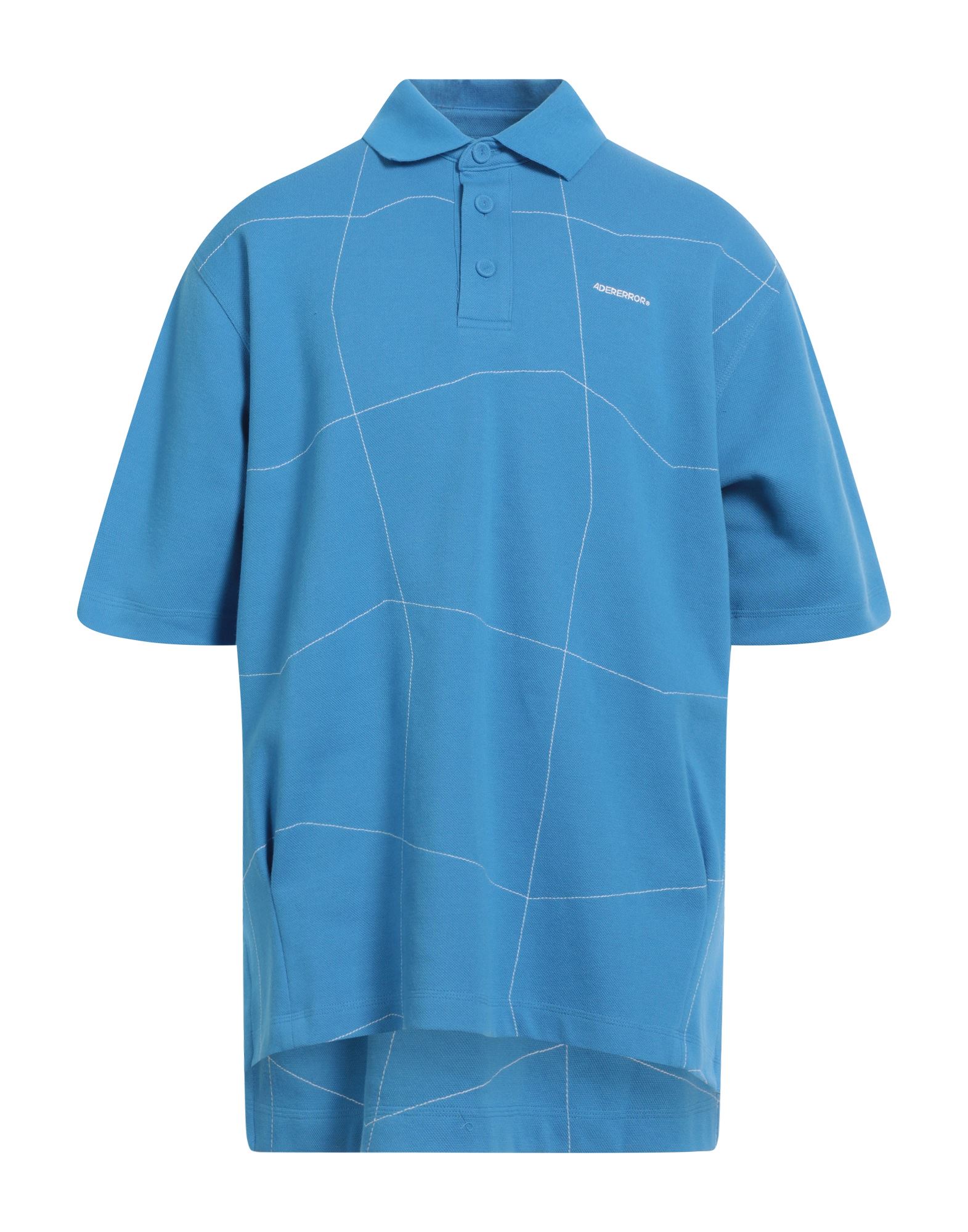 Shop Ader Error Man Polo Shirt Azure Size 1 Cotton, Polyester In Blue