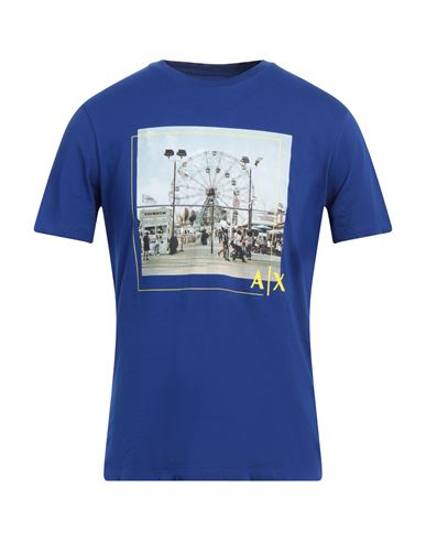Armani Exchange Man T-shirt Bright Blue Size Xxl Cotton