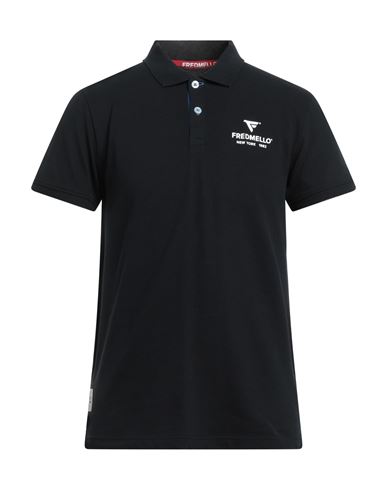 Fred Mello Man Polo Shirt Black Size Xxl Cotton, Elastane