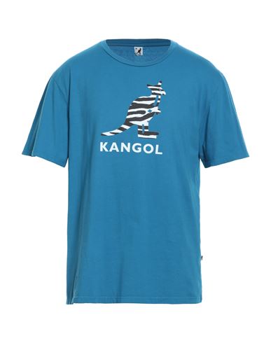 Kangol Man T-shirt Azure Size L Organic Cotton In Blue