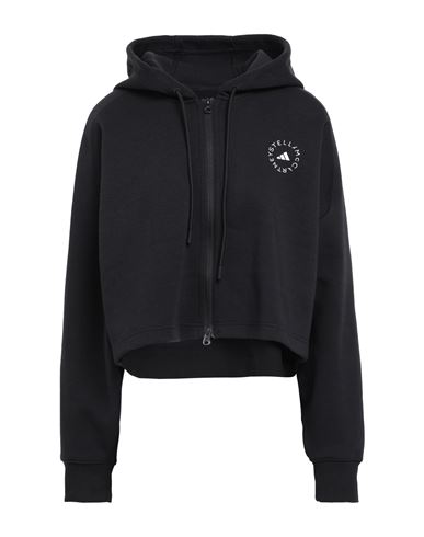 Shop Adidas By Stella Mccartney Sportswear Cropped Hoodie Woman Sweatshirt Bla In Black