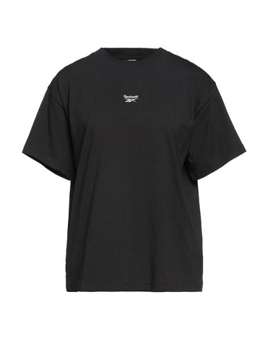 Reebok Woman T-shirt Black Size 12 Cotton, Elastane