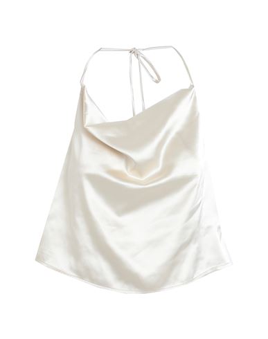 Vila Viella S/l Top/br/dc Woman Top Cream Size 8 Polyester, Elastane In White