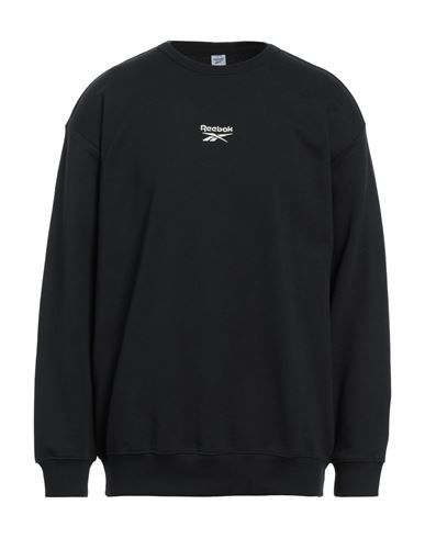 Reebok Man Sweatshirt Black Size Xs Cotton, Elastane
