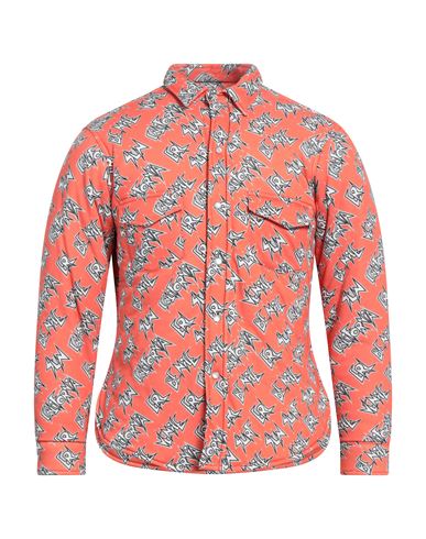 Erl Graphic-print Padded Cotton Overshirt In Orange