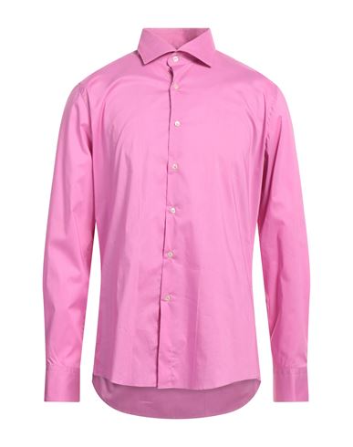 Alea Man Shirt Fuchsia Size 17 Cotton, Polyamide, Elastane In Pink