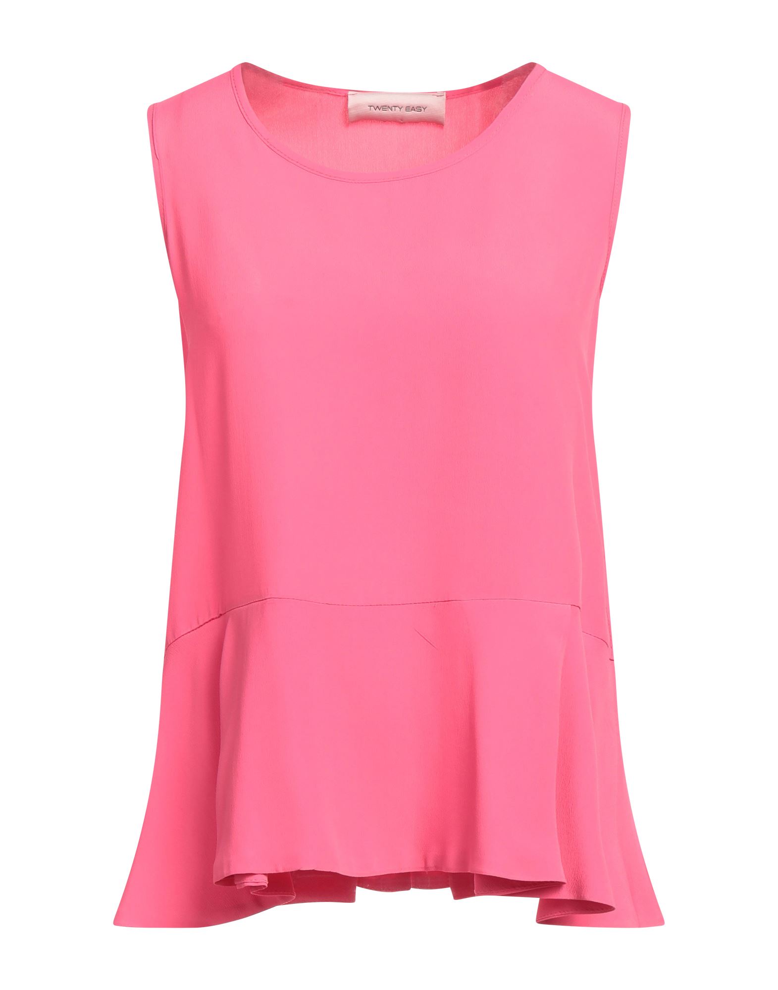 Shop Twenty Easy By Kaos Woman Top Fuchsia Size 2 Acetate, Silk In Pink