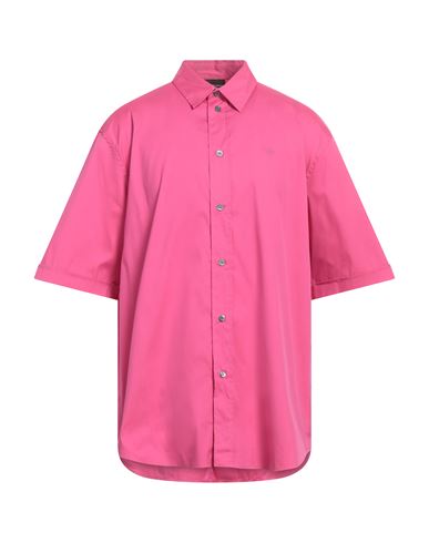 Shop Emporio Armani Man Shirt Fuchsia Size Xs Cotton, Polyamide, Elastane In Pink