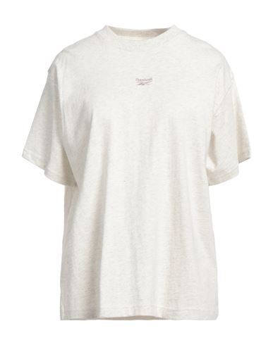 Reebok Woman T-shirt Ivory Size 12 Cotton, Elastane In White