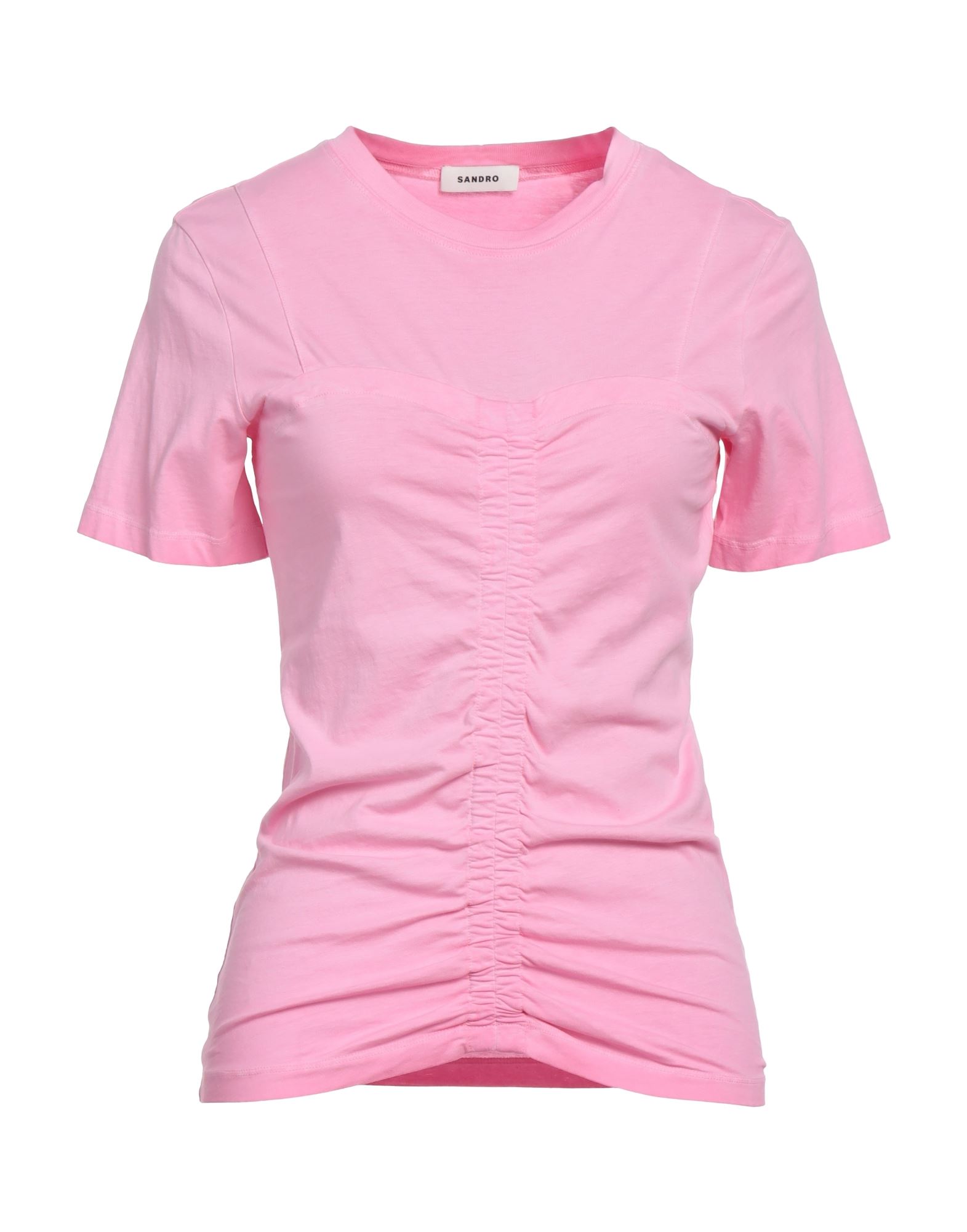 Shop Sandro Woman T-shirt Pink Size 4 Cotton