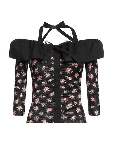 Blugirl Blumarine Woman T-shirt Black Size 8 Polyester, Elastane, Cotton