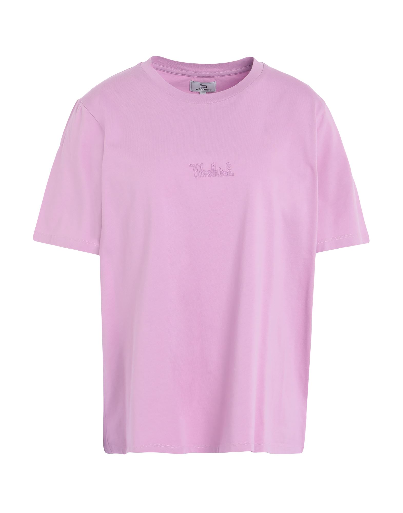 Woolrich Logo T-shirt Woman T-shirt Light Purple Size M Organic Cotton