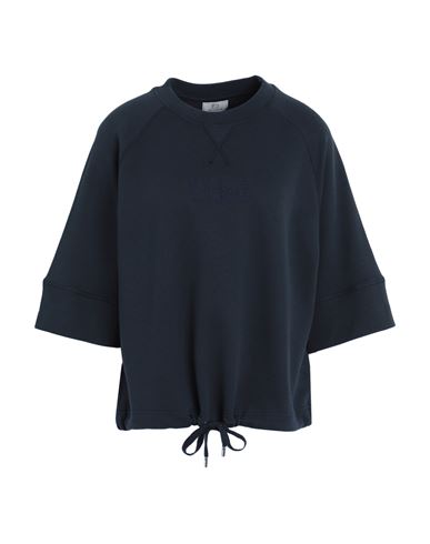 Woolrich Short Sleeve Logo Crewneck Woman Sweatshirt Navy Blue Size Xs Organic Cotton