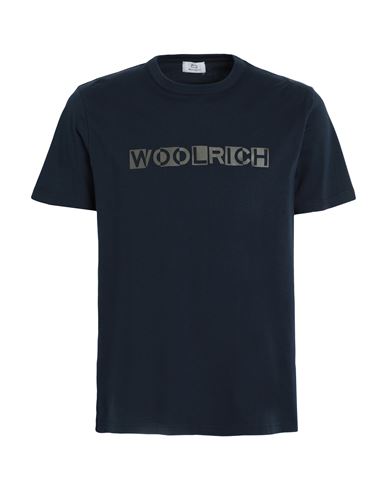 Woolrich Intarsia Tee Man T-shirt Navy Blue Size S Organic Cotton