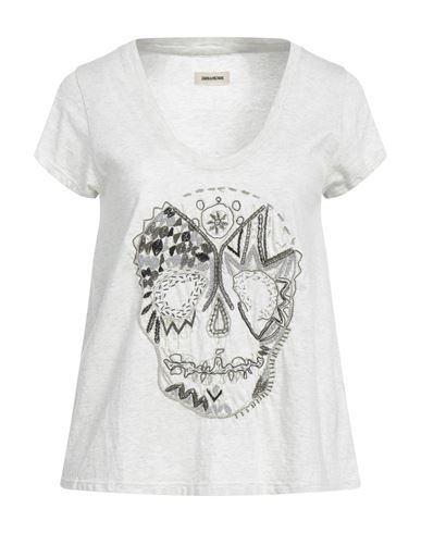 Zadig & Voltaire Woman T-shirt Light Grey Size L Cotton, Modal