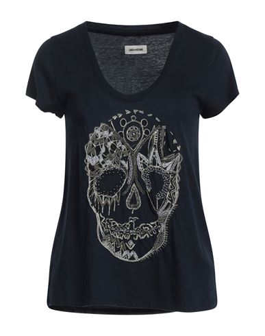 Zadig & Voltaire Woman T-shirt Midnight Blue Size S Cotton, Modal