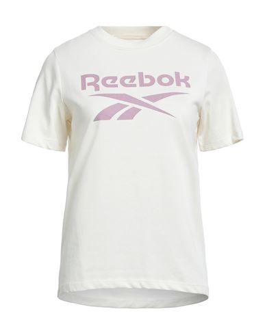 Reebok Woman T-shirt Ivory Size 8 Cotton, Recycled Polyester, Elastane In White