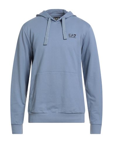 Ea7 Man Sweatshirt Light Blue Size 3xl Cotton, Elastane In Blue