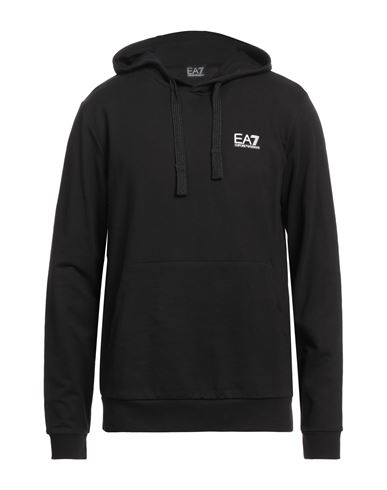 Ea7 Man Sweatshirt Black Size Xl Cotton, Elastane