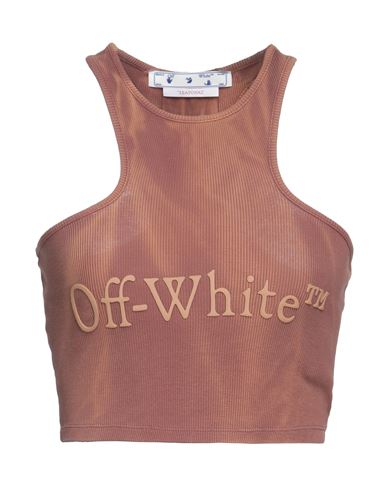 Off-white Woman Tank Top Brown Size 2 Cotton, Elastane