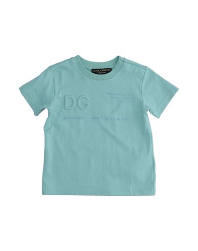 Dolce & Gabbana Babies'  Newborn Boy T-shirt Turquoise Size 3 Cotton, Polyurethane In Blue