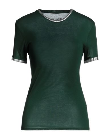 Zadig & Voltaire Woman T-shirt Dark Green Size L Modal