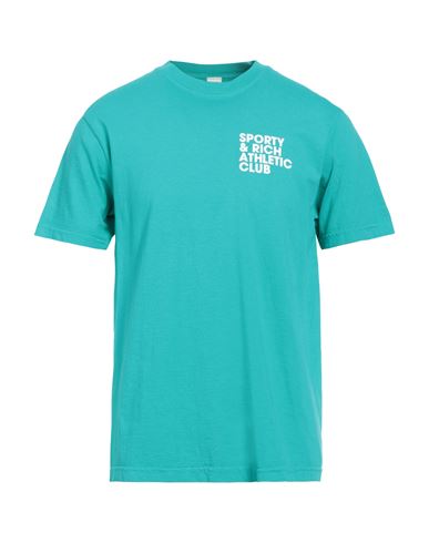 Sporty And Rich Sporty & Rich Man T-shirt Turquoise Size Xl Cotton In Blue