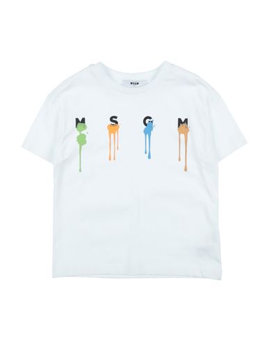 Msgm Boys White Paint Splat Logo T-shirt In White