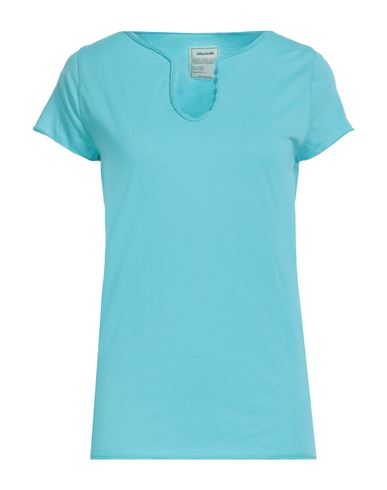 Shop Zadig & Voltaire Woman T-shirt Turquoise Size S Cotton In Blue
