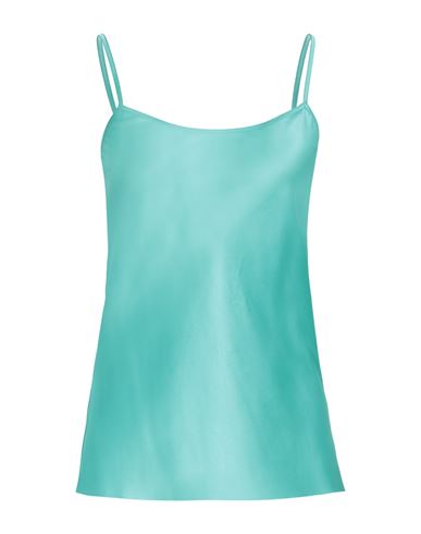Jucca Woman Top Turquoise Size 6 Silk, Elastane In Blue