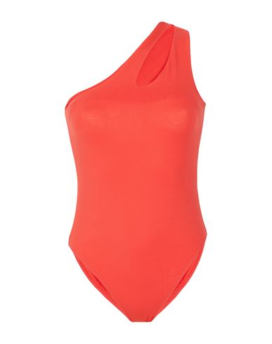 8 By Yoox Jersey One-shoulder Cut Out Bodysuit Woman Bodysuit Coral Size Xxl Viscose, Elastane In Red