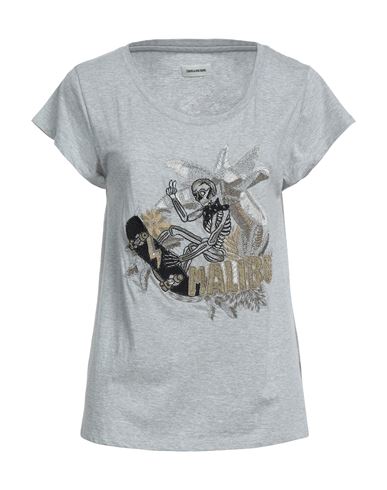 Zadig & Voltaire Woman T-shirt Grey Size L Cotton, Modal
