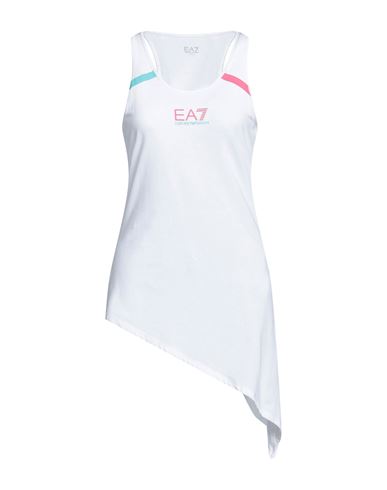 Ea7 Woman Tank Top White Size S Cotton, Polyethylene, Elastane