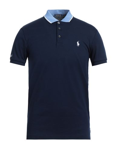 Polo Ralph Lauren Man Polo Shirt Navy Blue Size S Cotton, Elastane