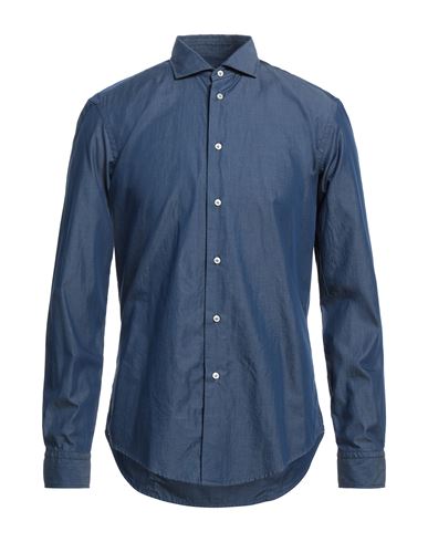 Man Shirt Midnight blue Size 17 Cotton