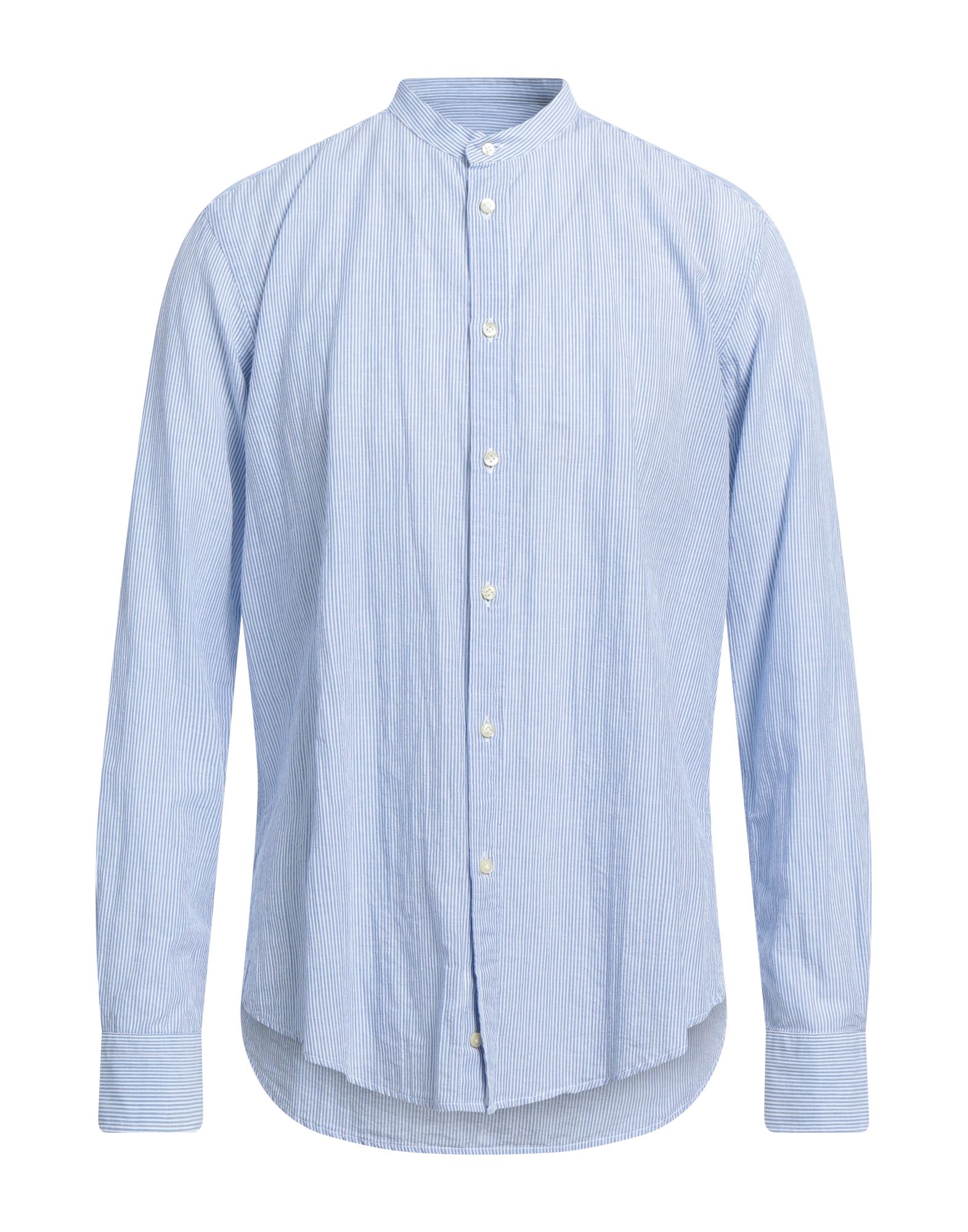 Shop Brian Dales Man Shirt Blue Size 16 ½ Cotton, Linen