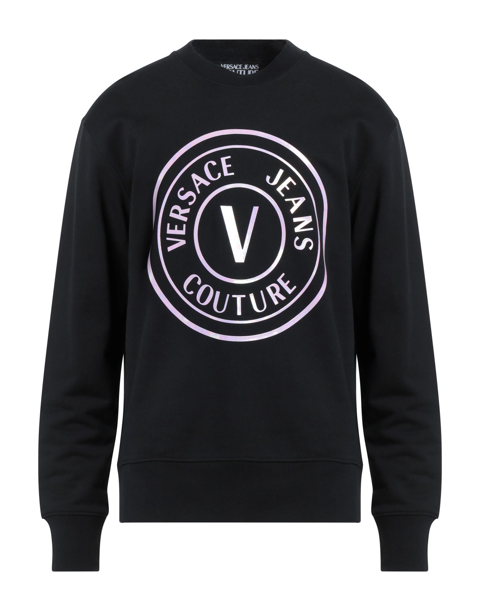 Shop Versace Jeans Couture Man Sweatshirt Black Size Xl Cotton, Elastane
