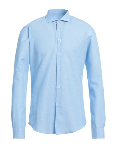 Brian Dales Man Shirt Sky Blue Size 16 Cotton, Linen