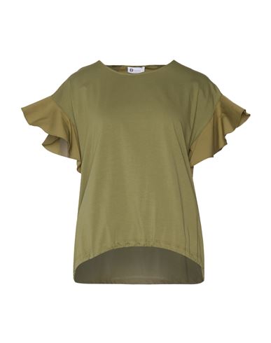Diana Gallesi Woman T-shirt Military Green Size 2 Cotton, Polyamide, Elastane