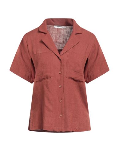 Glamorous Woman Shirt Rust Size 8 Viscose, Linen In Red