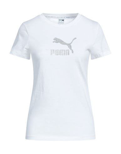 Puma Woman T-shirt White Size M Cotton, Polyester