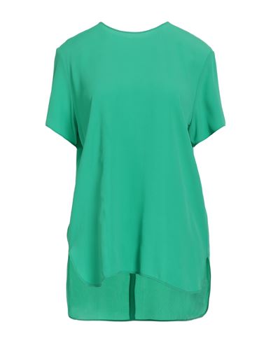 Simona Corsellini Woman Blouse Green Size M Acetate, Silk In Green