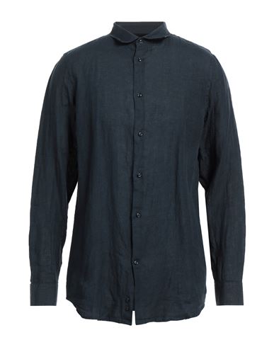 John Richmond Man Shirt Midnight Blue Size S Linen